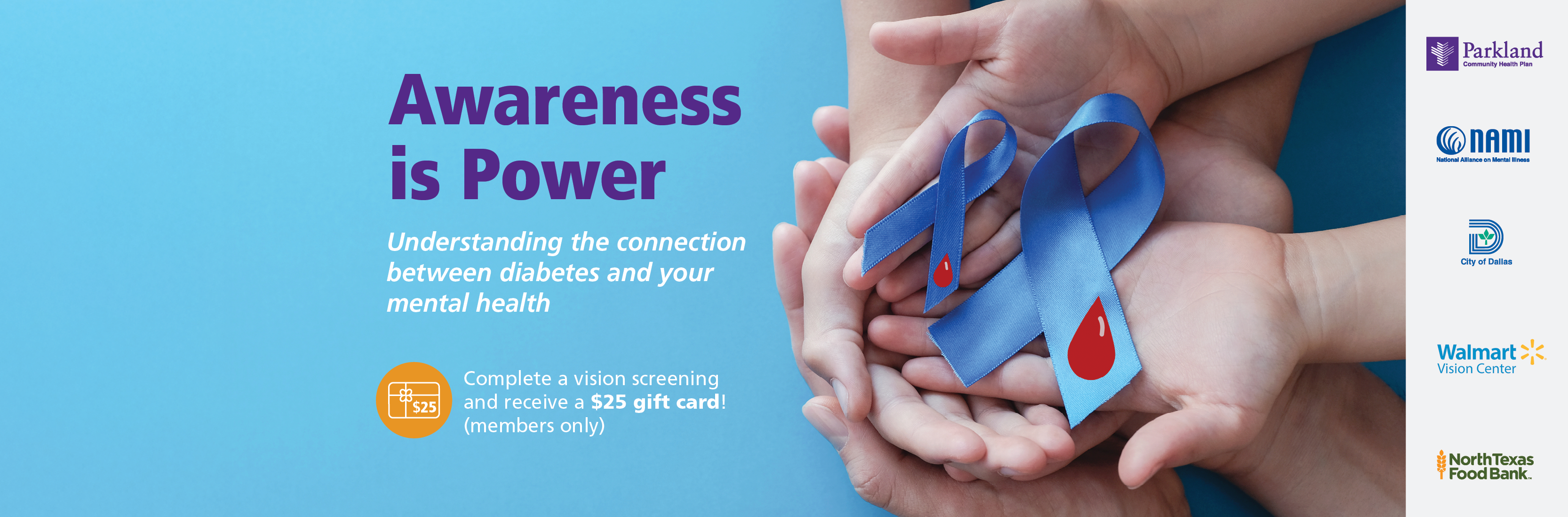 awareness is power diabetes mental health event banner