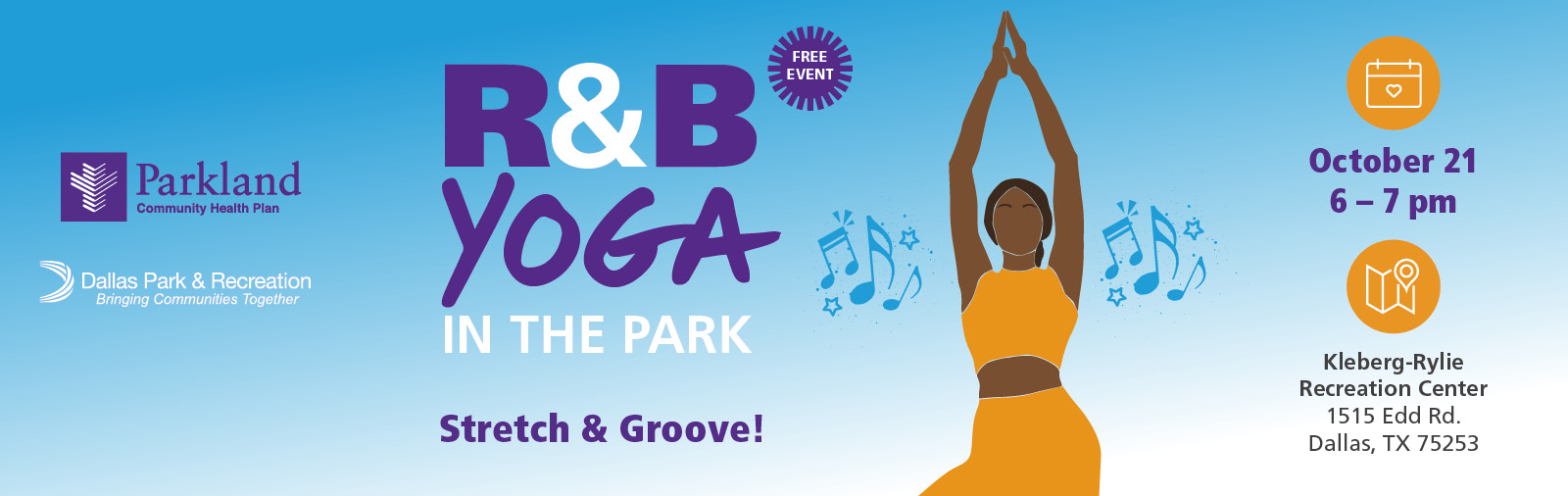 R&B Yoga in the Park event banner website page
